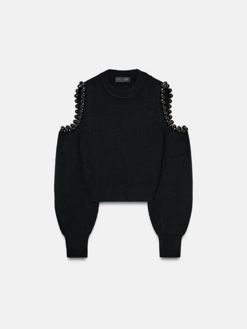BNWT ZARA WOMAN KNIT CUT OUT BALLS JUMPER SWEATER BLACK SMALL